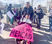 More than a hundred people gathered outside Rep. Nicole Malliotakis’s office in Castleton Corners on Sat., March 1, to raise concerns about potential threats to Medicaid.