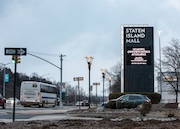 The main sign of the Staten Island Mall as traffic drives past on Richmond Avenue. Thursday Feb. 20, 2025. (Staten Island Advance/Mike Matteo)