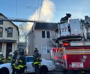The FDNY fights a house fire at 203 Targee St. near Broad Street in Stapleton on the morning of Tuesday, Jan. 14, 2025. (Staten Island Advance/Jan Somma-Hammel)