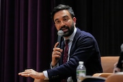 Assemblymember Zohran Mamdani responds to a question during the New York City Mayoral Candidates Forum at Medgar Evers College Wednesday, April 23, 2025, in New York.