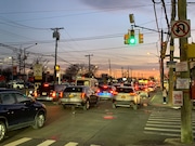 Traffic crawls through the intersection of Midland Avenue and Hylan Boulevard in around 6 p.m. on Friday, Feb. 28, 2025. (Staten Island Advance/Luke Peteley)