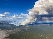 Smoke from Canadian wildfires could impact New York City on the weekend of June 6, 2025. This image from Monday, June 2, 2025, shows a wildfire burning northeast of Summit Lake, British Columbia, Canada.